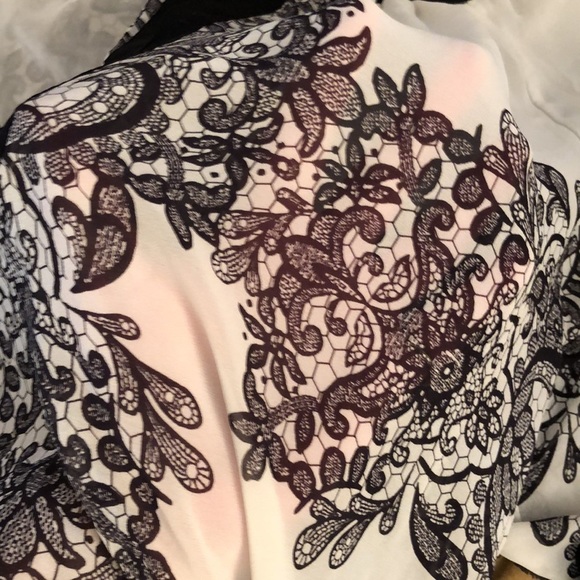 INC International ysize 14 Black ivory sheer paisley print 3/4 sleeve - Picture 9 of 11